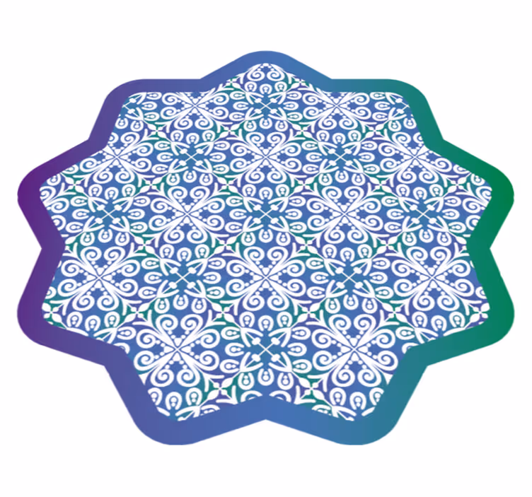 Tapis vinyle carreaux de ciment bleu et vert contour étoilé - TenStickers