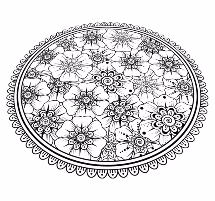 Tapis vinyle cuisine Cercle mandala noir - TenStickers