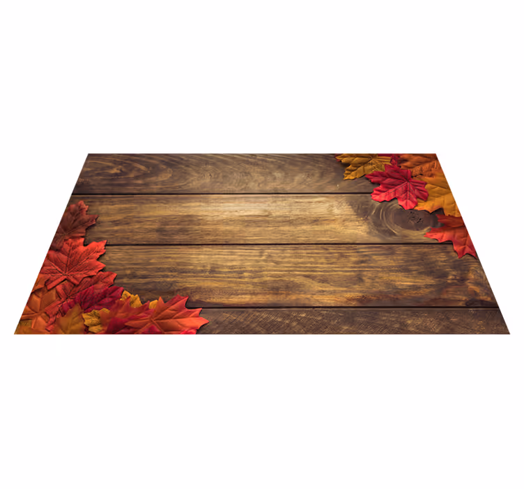 Tapis vinyle imitation parquet avec feuilles d'automne - TenStickers