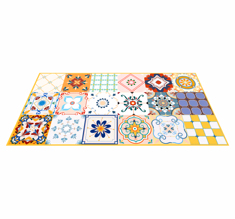 Tapis vinyle cuisine carreaux de ciment colorés - TenStickers