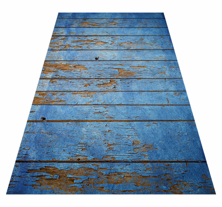 Tapis vinyle imitation parquet planches bleues vieillies - TenStickers