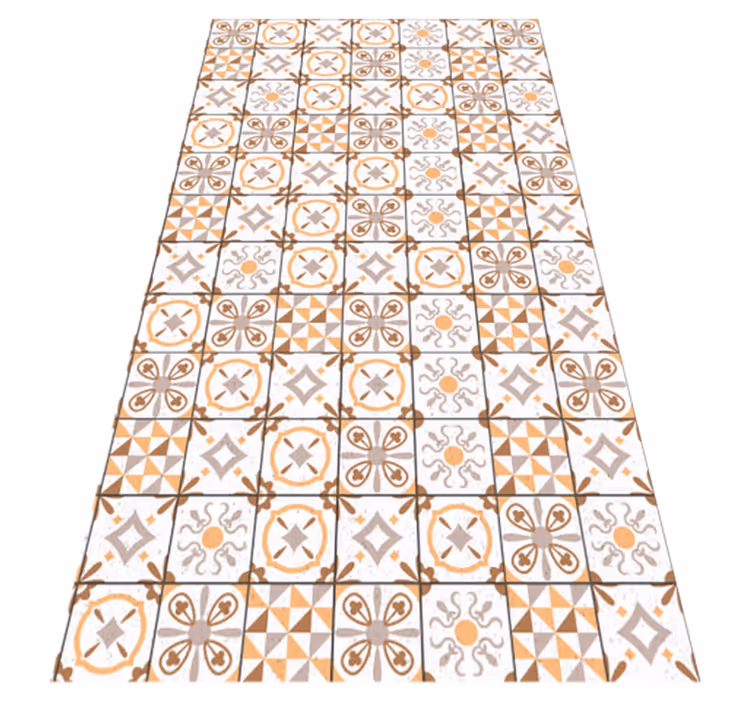 Tapis lino cuisine carreaux bruns - TenStickers
