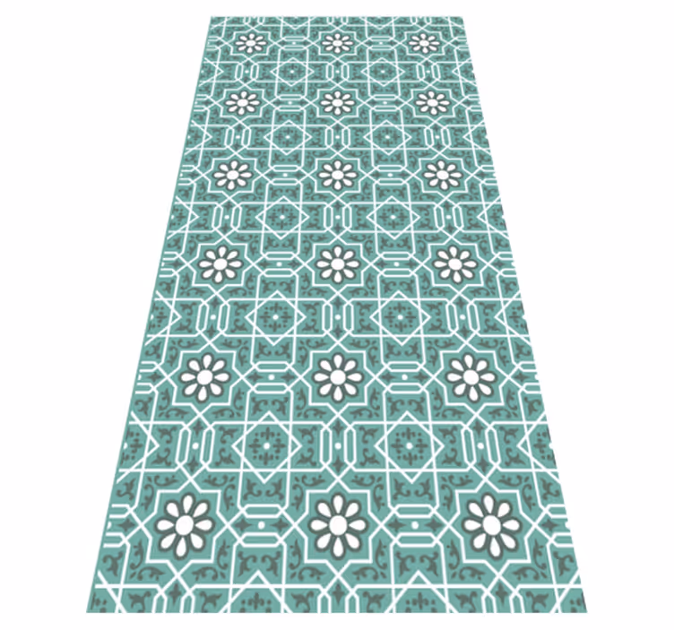 Tapis vinyle cuisine carreaux de ciment vert bleu - TenStickers