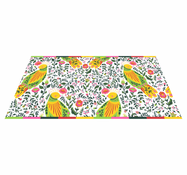 Tapis vinyle plantes motif de perroquet floral - TenStickers
