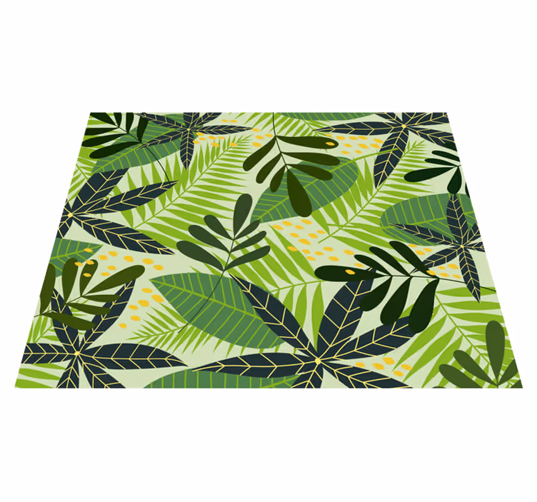tapis vinyle salon Feuilles vertes - TenStickers