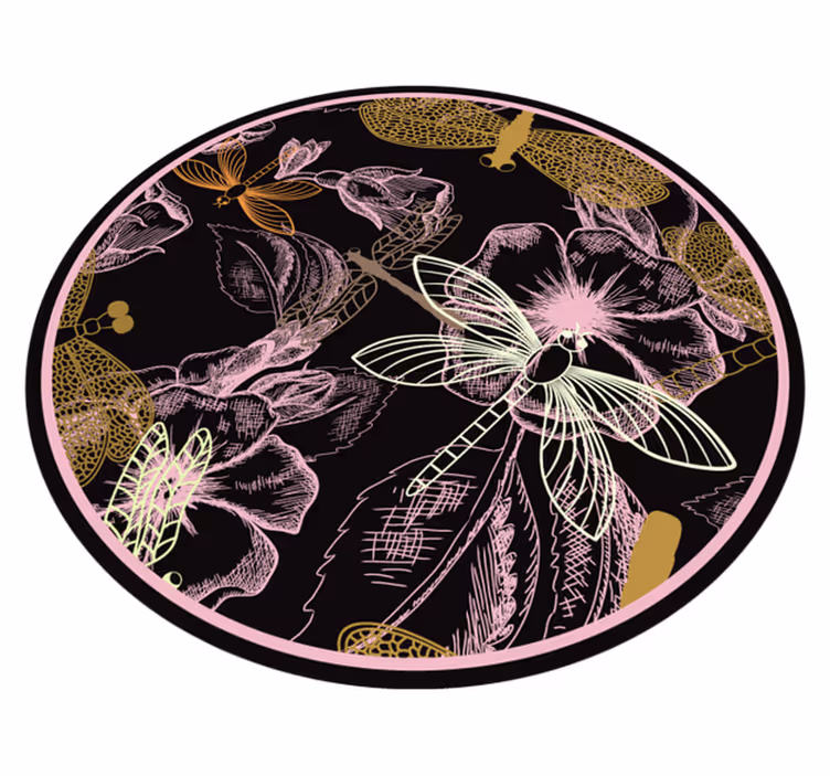 Tapis vinyle plantes imagerie d'insectes botaniques - TenStickers