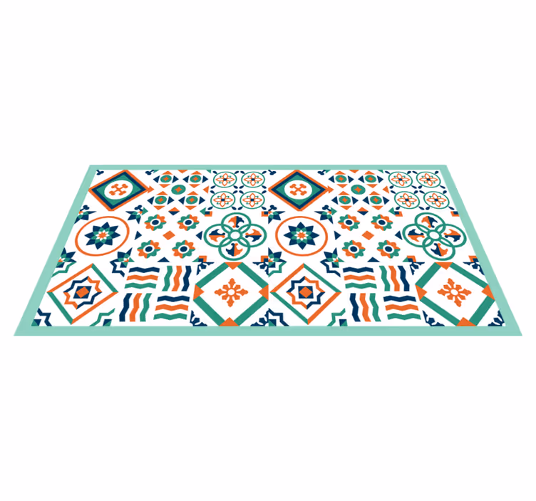 Tapis lino cuisine motif dynamique de carreaux - TenStickers