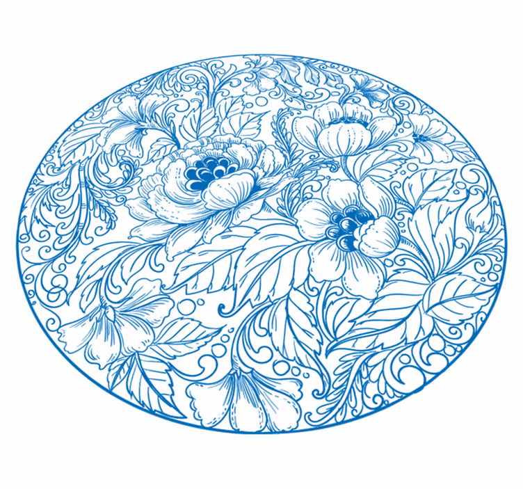 Tapis vinyle plantes à motif floral rond - TenStickers