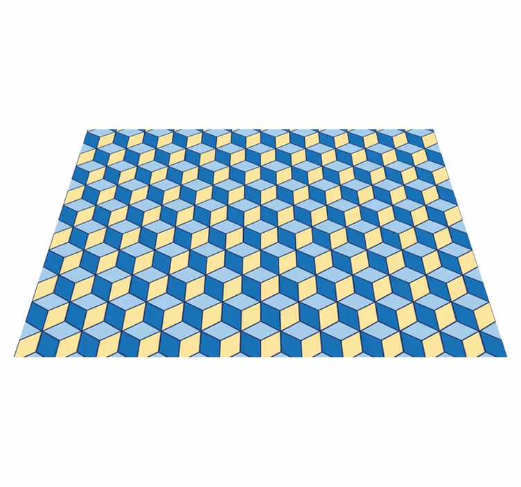Tapis vinyle salle à manger géométrique 3D - TenStickers