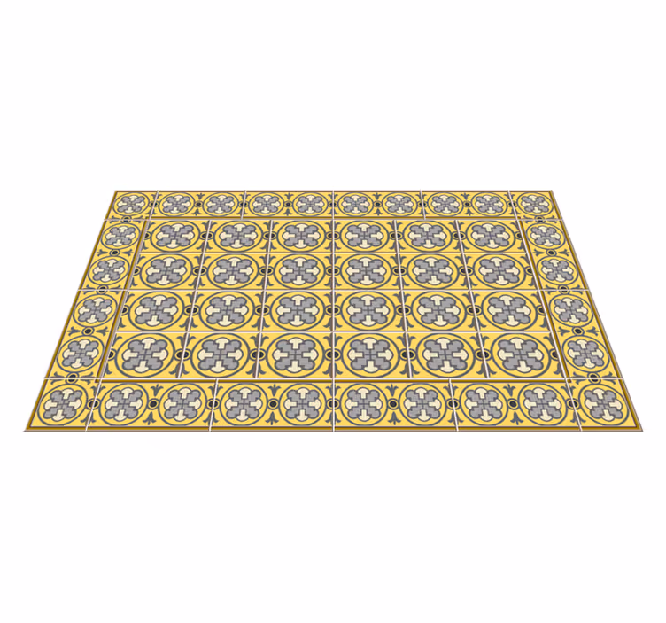 Tapis vinyle carreaux de ciment tons gris et jaune - TenStickers