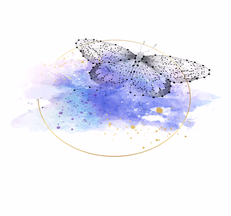 Tapis vinyle plantes aquarelle papillon - TenStickers