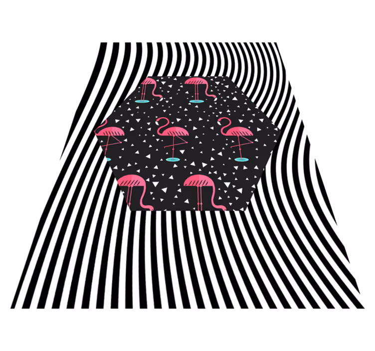 Tapis vinyle animal hexagone rayé flamant rose - TenStickers