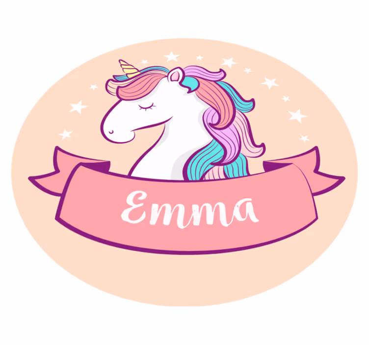 Tapis vinyle enfant licorne avec prénom personnalisé - TenStickers
