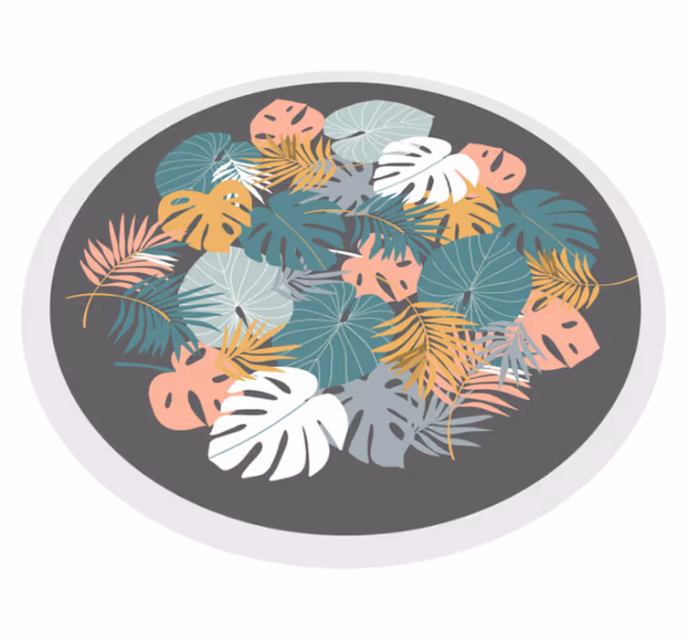 Tapis vinyle plantes cercle de feuilles botaniques - TenStickers
