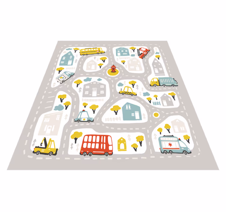 Tapis vinyle enfant carte routière de la ville - TenStickers
