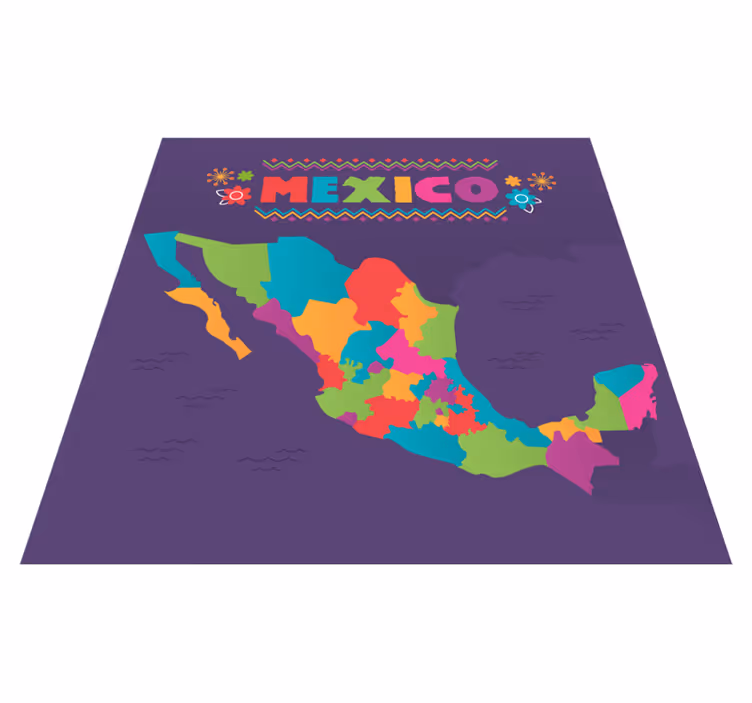 Tapis vinyle carte du monde mexique coloré - TenStickers