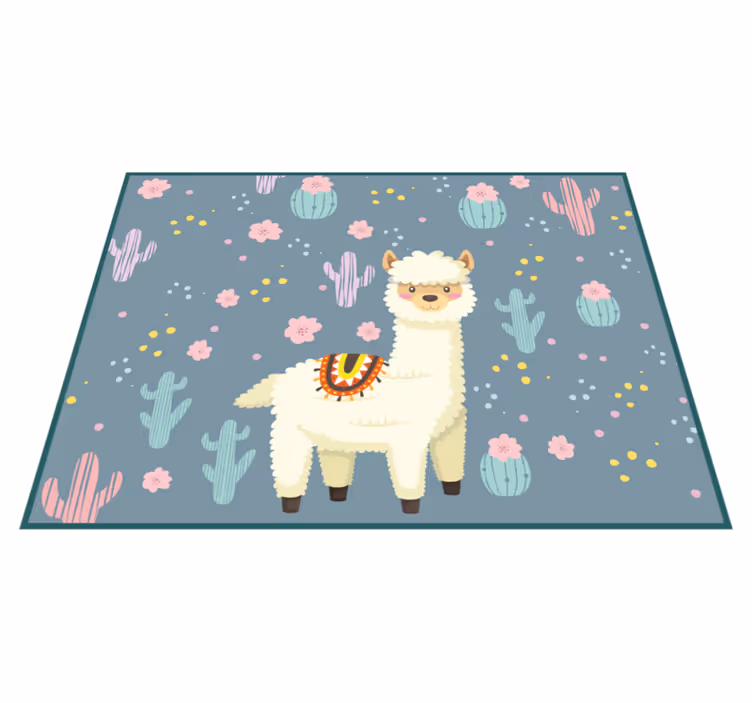 Tapis vinyle pour enfants récréation de lama - TenStickers