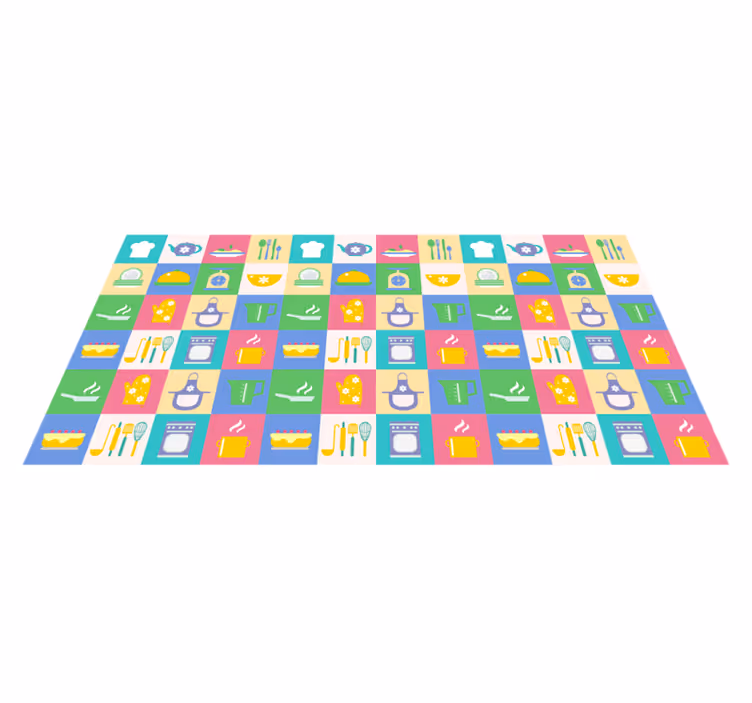 Tapis vinyle cuisine symboles culinaires vibrants - TenStickers