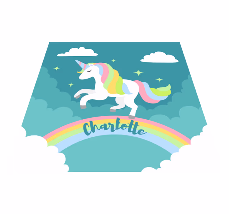 Tapis vinyle bébé licorne arc-en-ciel personnalisée - TenStickers