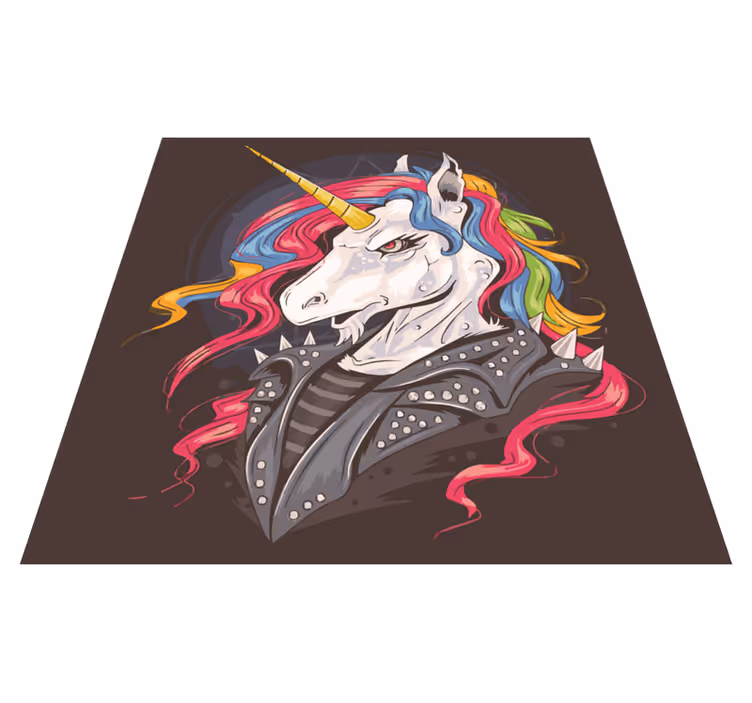 Tapis vinyle animal licorne punk - TenStickers