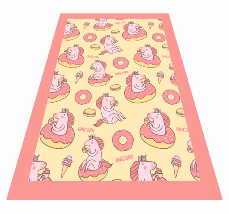 Tapis vinyle pour enfants motif de beignet de licorne - TenStickers