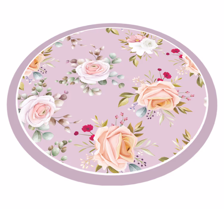 tapis vinyle chambre vinylee floral rose - TenStickers