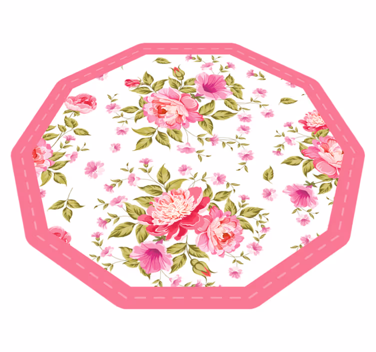 Tapis vinyle plantes octogone floral - TenStickers