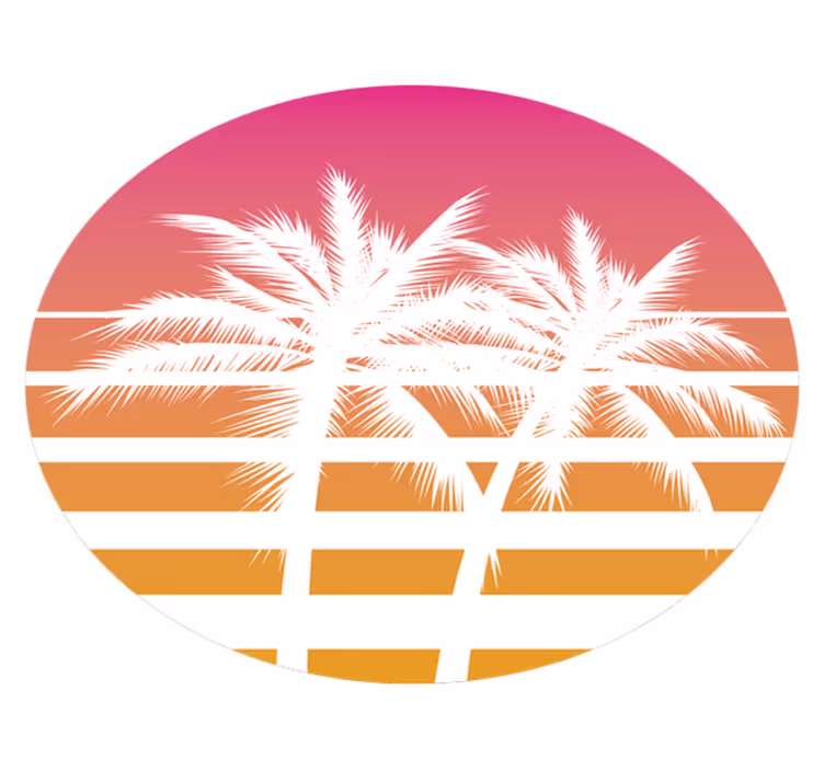 Tapis vinyle plantes palmiers tropicaux au coucher du soleil - TenStickers