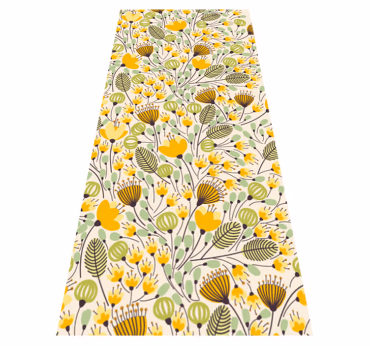 Tapis vinyle couloir vintage dessin florale jaune - TenStickers