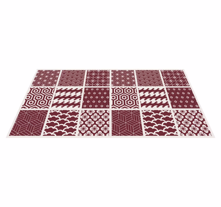 Tapis vinyle cuisine carreaux motif tuile rouge - TenStickers