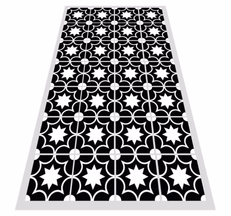 Tapis vinyle carreaux de ciment noirs blancs - TenStickers