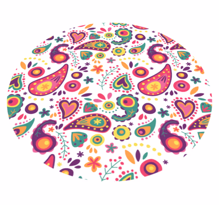Tapis vinyle plantes motif cachemire coloré - TenStickers