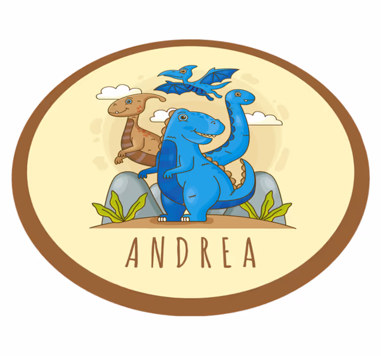 tapis vinyle avec nom Monde des dinosaures avec nom - TenStickers