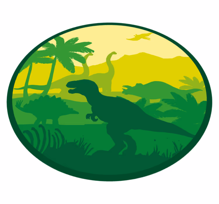 Tapis vinyle bébé scène d'aventure de dinosaures - TenStickers