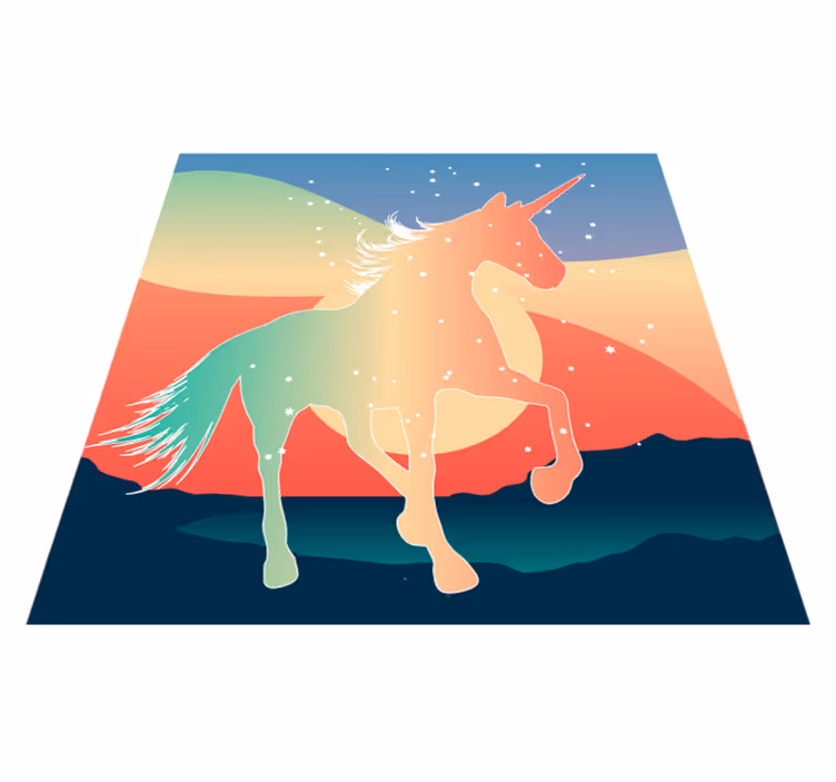 Tapis vinyle pour enfants silhouette magique de licorne - TenStickers