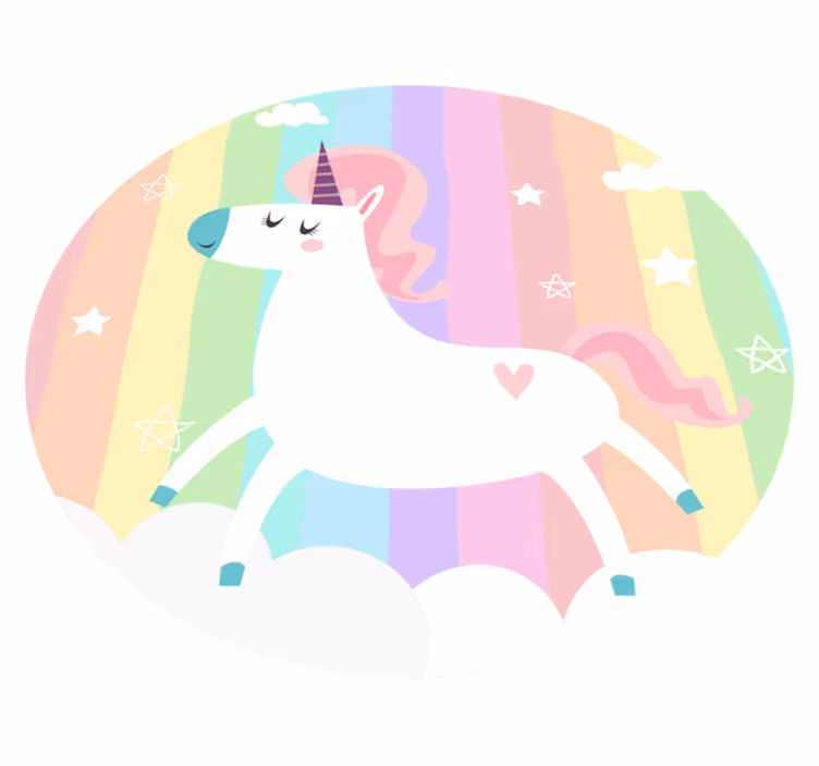 tapis vinyle animal Fond aquarelle arc-en-ciel avec licorne - TenStickers