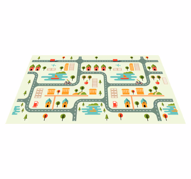 Tapis vinyle enfant routes à velo - TenStickers
