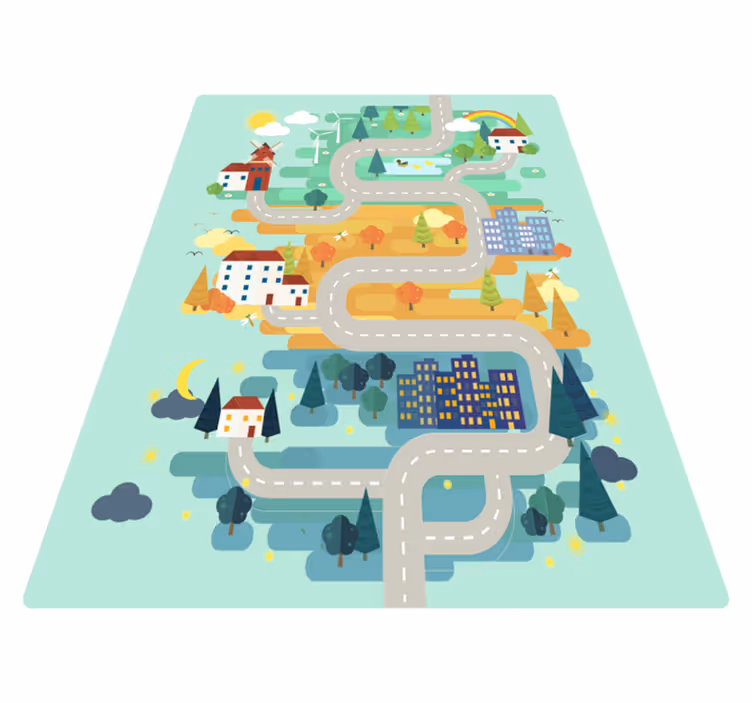 Tapis vinyle enfant paysage avec routes - TenStickers