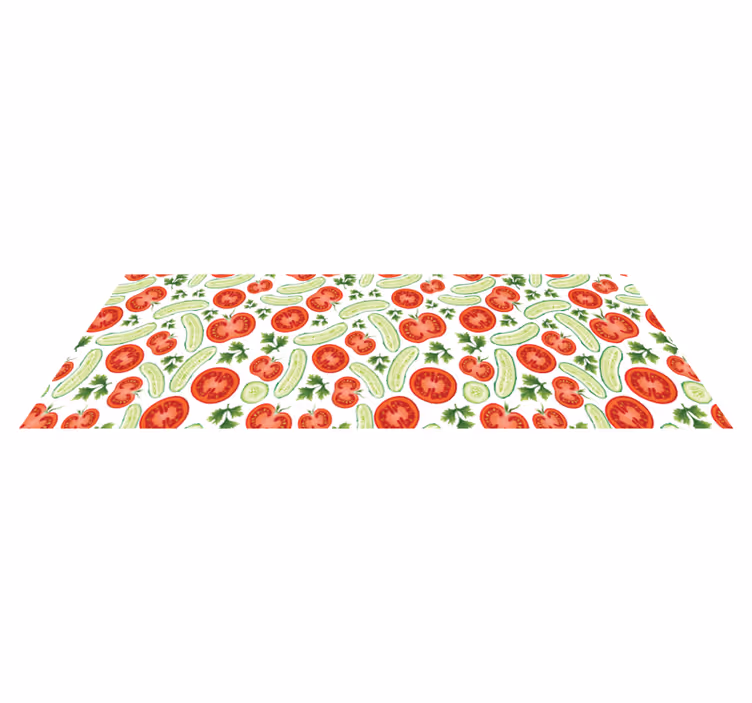 Tapis vinyle cuisine légumes verts et rouges - TenStickers