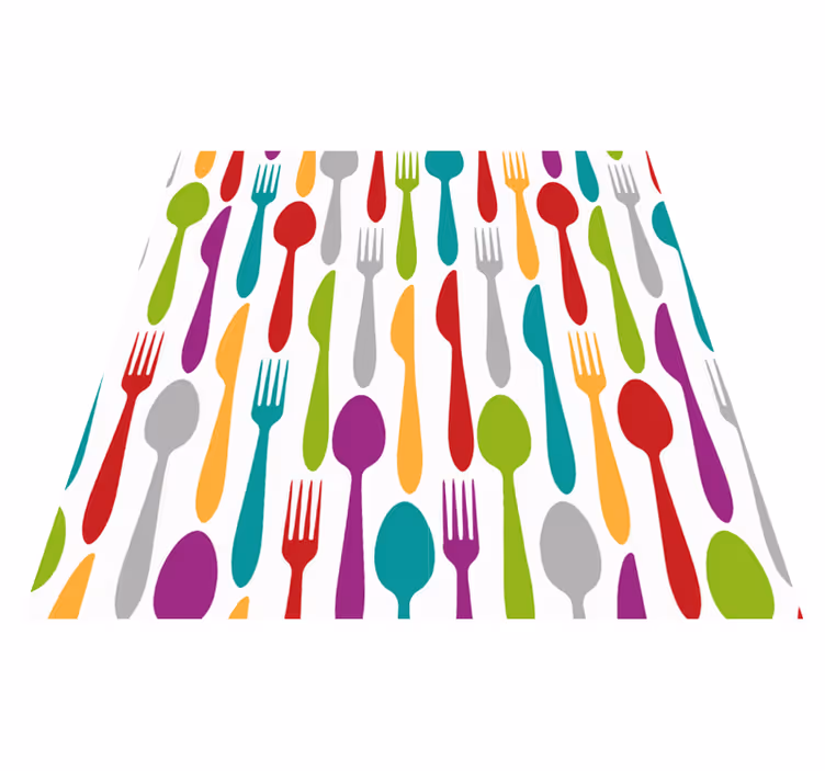 Tapis vinyle cuisine modèle de couverts colorés - TenStickers