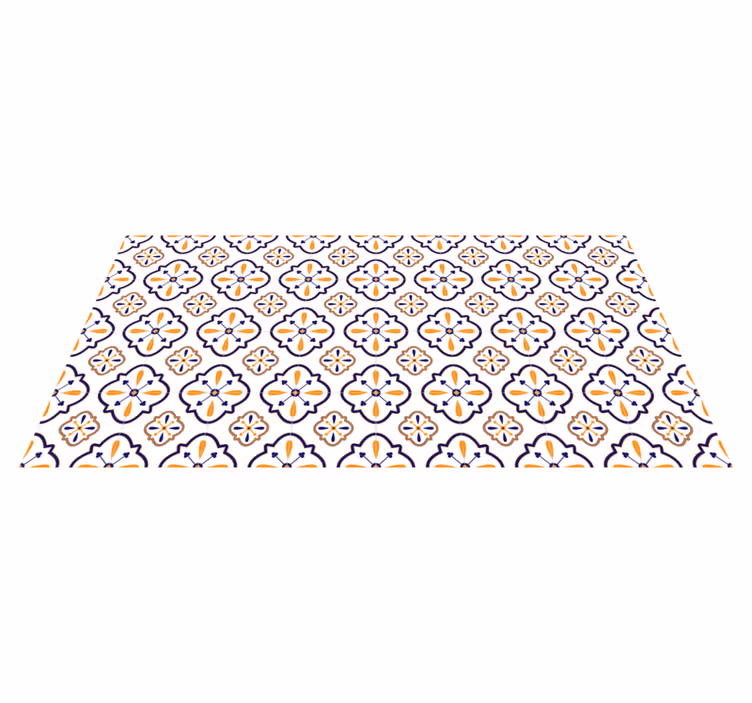 Tapis lino cuisine réplique de carrelage floral - TenStickers