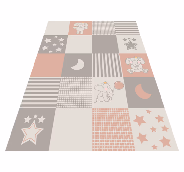 Tapis vinyle pour enfants terrain de jeux éléphant patchwork - TenStickers