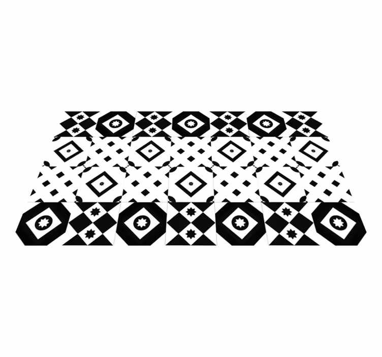Tapis vinyle cuisine patchwork noir et blanc - TenStickers