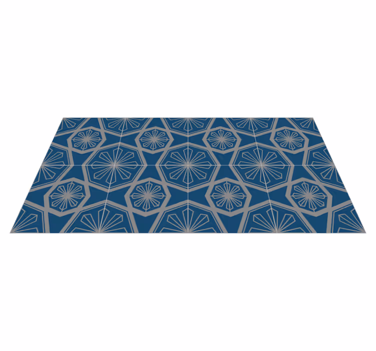 Tapis vinyle cuisine carreaux de ciment gris bleu - TenStickers