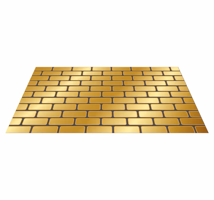 Tapis vinyle imitation parquet motif de briques dorées - TenStickers