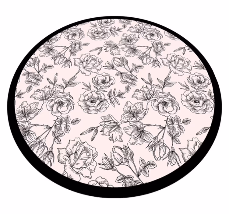 Tapis vinyle plantes cercle de motifs floraux - TenStickers
