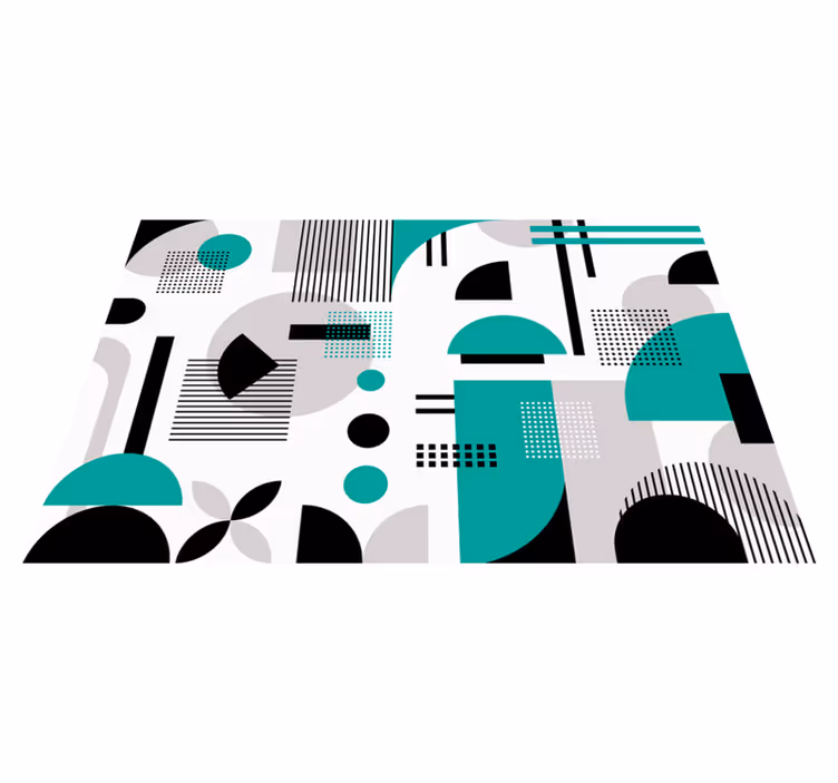 Tapis vinyle design moderne formes géométriques turquoises - TenStickers