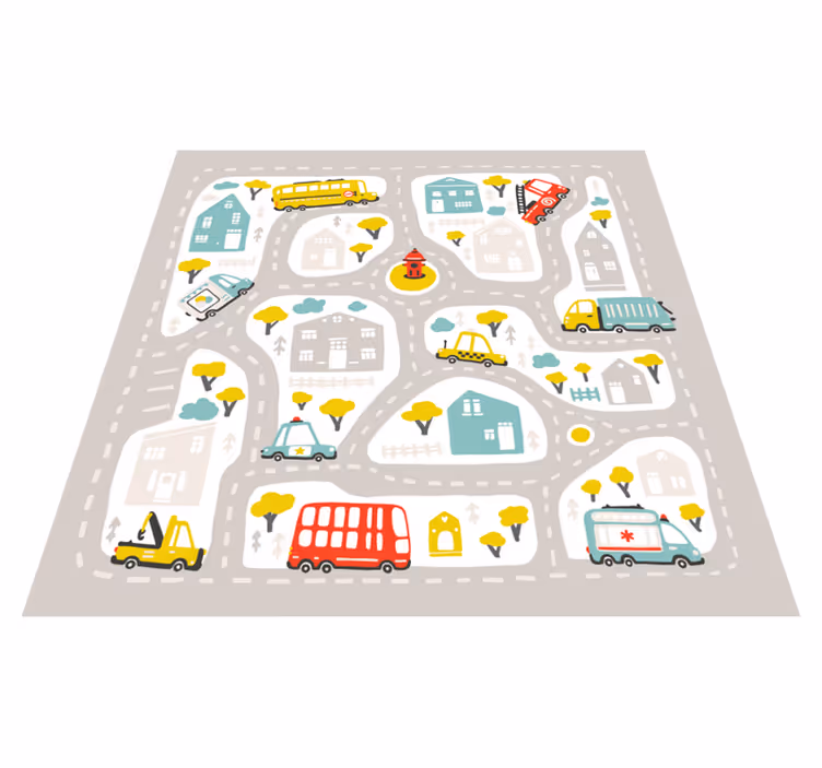 Tapis vinyle enfant routes style nordique - TenStickers