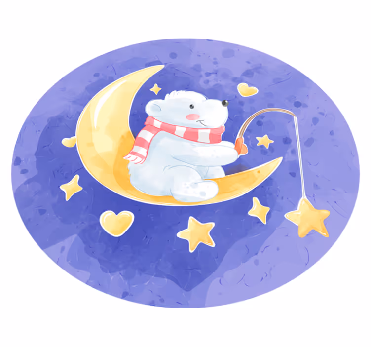 Tapis vinyle bébé ourson au clair de lune - TenStickers