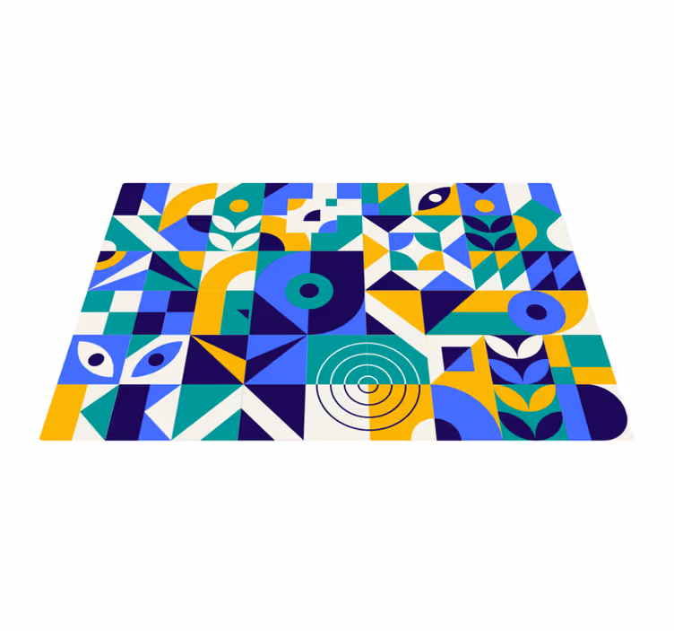 Tapis vinyle géométrique motifs géométriques vifs - TenStickers